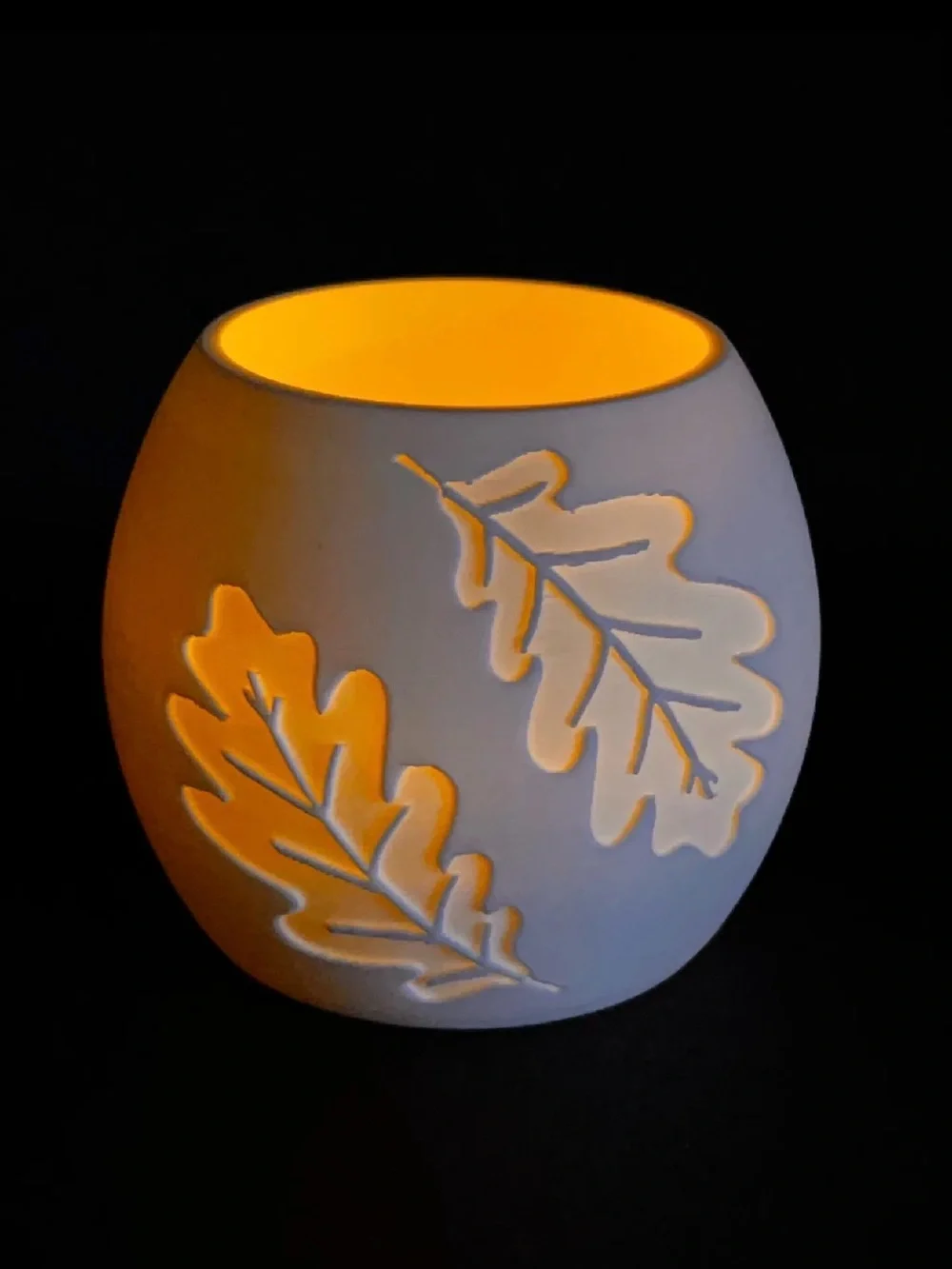Ceramic Leaf Cutout Votive Candle Holder in Cream